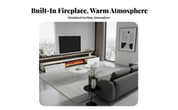 Fireplace TV Stand Realistic Effect Fireplace media devices Center Modern Design Living Room Furniture for Homeowners, Families, Bedroom, Home