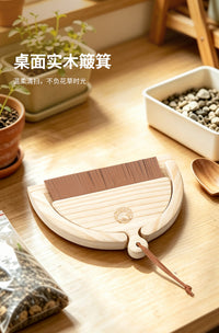 Wooden Desktop Broom and Dustpan Set