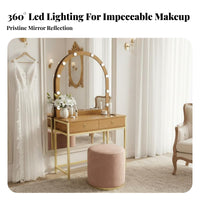 Vanity Table with Lights Adjustable Lighting Makeup Desk with Lighted Mirror Spacious Tabletop Lighted Makeup Vanity Set for Women, Apartment, Closet