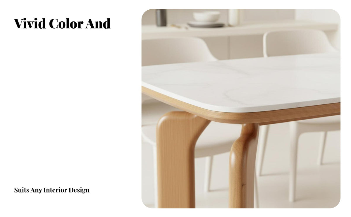 Modern Minimalist Design Rectangular Table with Elephant Legs Sturdy Construction Dining Furniture Easy to Clean Indoor Furnishing Scratch Resistant for Small Apartment Dwellers, Families, Homeowners, Kitchen, Family Gatherings, Home
