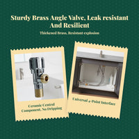 Angle Stop Valve, Double Outlet Triangle Valve, 304 Stainless Steel, Shut-closed, Hot and Cold Water, Universal Connection, Bathroom and Kitchen Plumbing