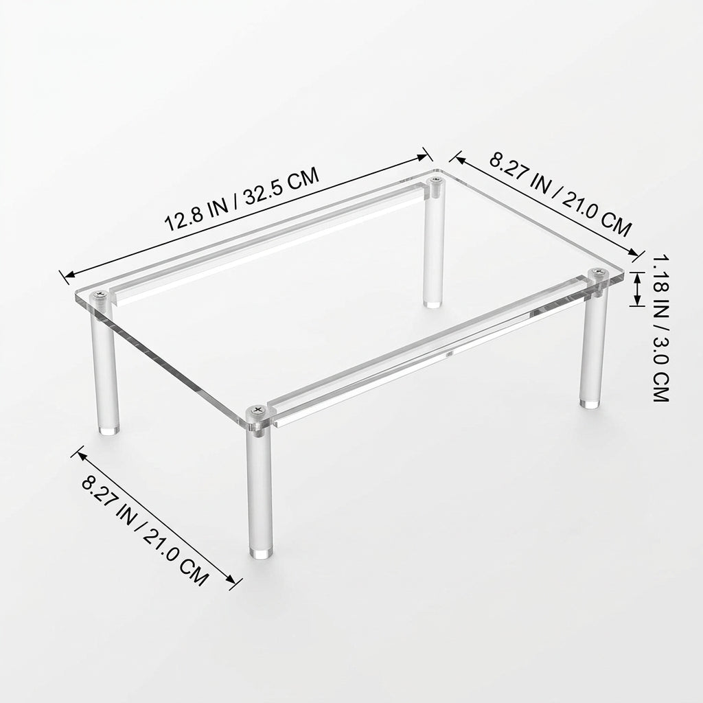 Acrylic Stand Pantry Organizer, Stackable Rectangular Shelf for Kitchen, Riser Clear Display Cabinet Rack
