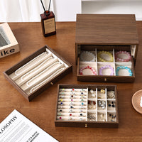 Walnut Multi-Layer Jewelry Box with Dustproof Wooden Storage