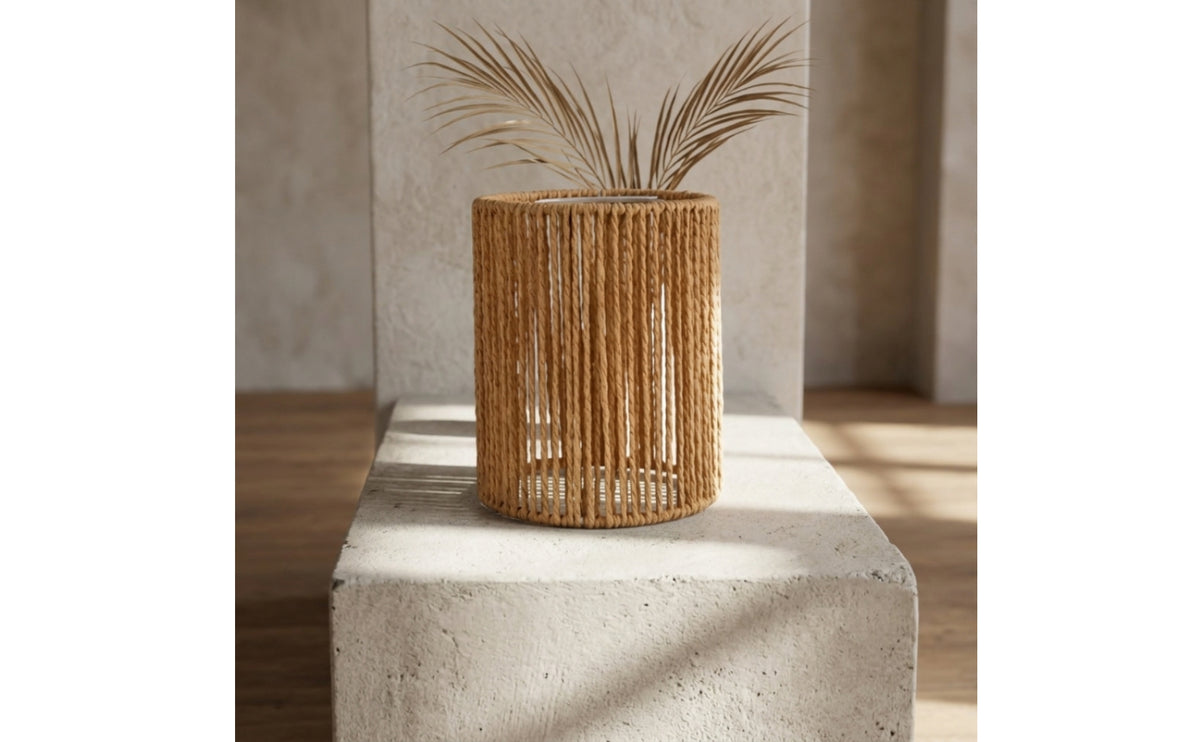 Rattan Pendant Light Shade Pendant Lampshade with Cord Boho Cylindrical Woven Light Cover for Dining Room, Bedroom