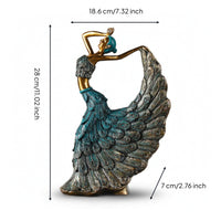 Peacock dancers Figurine Lustrous Peacock dancers Statue Artistic Dancing Girl Sculpture for Living Room, Dance Studio