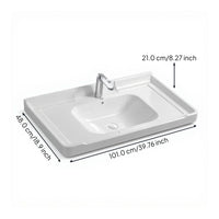 Rectangular ceramic vanity sink, alabaster finish
