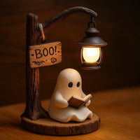 Cute Ghost Reading Lantern Halloween Warm Light Night Light