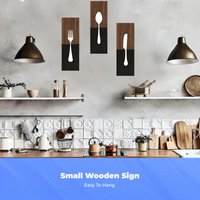 3 Pieces Tableware Plaque Rustic Farmhouse Style Home Decoration Cutlery Pattern Gift Idea for Cafe Owners, Living Room, Hallway