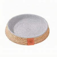 Cat Bed with Raised boarder Cat Basket Bed Scratch-Resistant Woven Basket for Floor