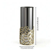 Cylindrical Vase Mirror-Polished Metal Vase Tall for Living Room, Dining Table