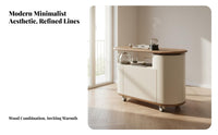 1 Rotating Tea Trolley Cabinet with Swivel Table Mobile Side Table Storage and Rolling Casters Modern Minimalist Style Suitable for Apartment Dwellers Living Room Balcony