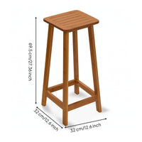 Slatted Bar Stool Compact Wooden Bar Stool with Footrest Low-Profile Stools for Kitchen