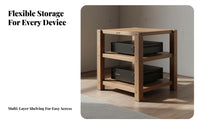 Solid Wood Audio Rack Heavy Duty Structure Wooden Amplifier Shelf High Load Capacity Equipment Stand Acoustic Regulation Chamber Suitable for Audiophiles Home Entertainment