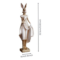 2 Pieces Dress Rabbit Figurine Luxury Look Home Decor Decorative for Desktop