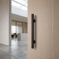 Round Tube Handle Heavy Duty Sliding Barn Door Handle Black Finish for Bathroom