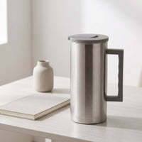 Stainless Steel Cold Water Pitcher Brushed Water Jug Easy-to-Clean Pitcher with Lid and Handle Dishwasher Safe for Office