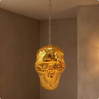 Skull Disco Ball Glittering Skeleton Head Decor Retro Glam