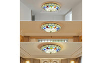 Stained Glass Ceiling Light Colorful Fixture Decorative for Bedroom, Hallway