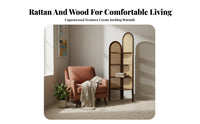 Vintage Aesthetic Woven Panel Partition with Shelves Freestanding Woven Panel Divider Handwoven Privacy Screen Foldable Design for Apartment Dwellers, Decor Enthusiasts, Entryway, Living Room, accessibleConcept Areas, Dressing Area