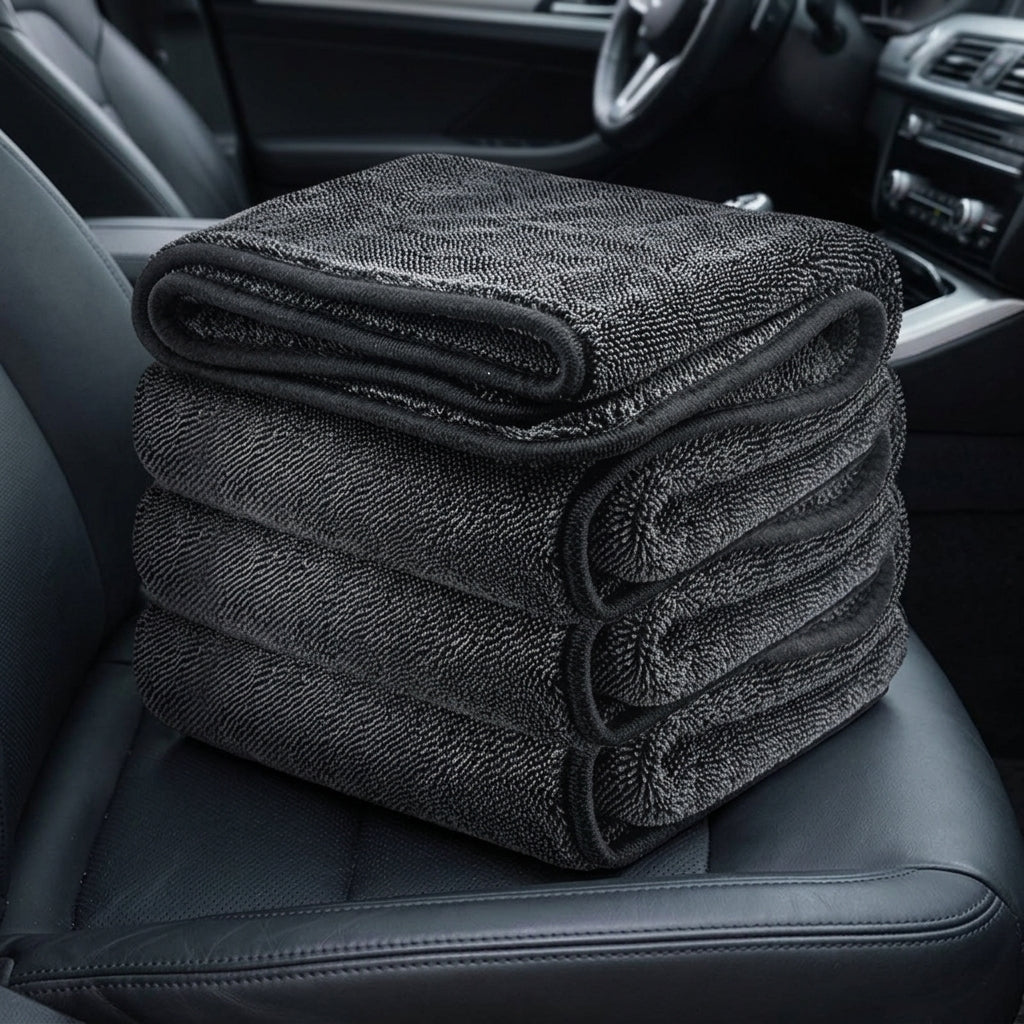 Microfibre Cloth Car Drying Towel, Double Sided Towel with Spiral Weave, 50x60cm Microfibre Cloth for Clear Car Cleaning and Detailing