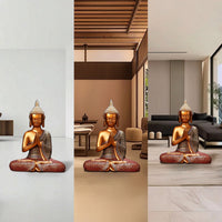 Gold Thai Buddha Statue Ornate Buddha Statue Praying Sculpture Lustrous for Buddhists, Collectors, Meditation Room, Entryway, Office
