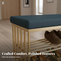 Upholstered Shoe Rack Bench Luxurious Design Cushisingled Rack Bench Multi-Purpose Use Multi-Purpose for Apartment Dwellers