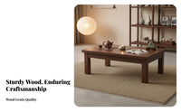 New Chinese Aesthetic Rectangular Coffee Table with Shelf Sturdy Construction Coffee Table with Storage Shelf Stable Design Living Room Furniture Hand Polished for Tea Lovers, Families, Homeowners, Apartment, Reception Area