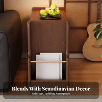 Wheeled End Table with Magazine Holder Space-Saving Design Indoor Furniture