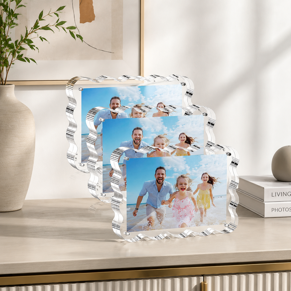 Photo Frame, Wall-Mountable, Desktop, Vertical & Horizontal Use, Acrylic Frame, Clear, 4x6 inch, Clear, 13.1×18.0×2.0cm