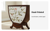 Carved 3-Drawer Nightstand Traditional Country Aesthetic 3-Drawer Carved Cabinet Multi-Functional Freestanding for Homeowners