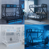 Metal Bunk Bed with Ladder Industrial Bunk Bed Frame Heavy-Duty Furniture for Teens, Students, Bedroom, Dormitory, Guest Room