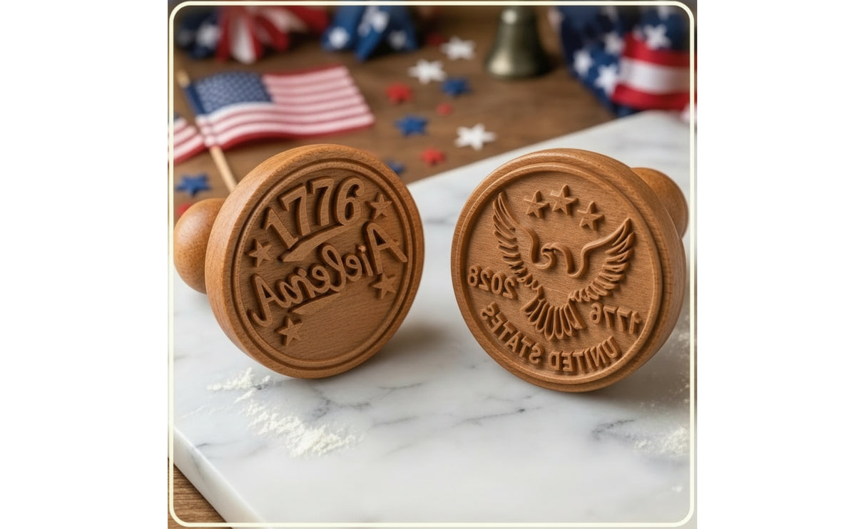 2 Pieces Easy to Use Cookie Stamp with Wooden Handle Versatile Cookie Stamp with Handle Comfortable Baking Dough Press Sturdy for Parties