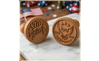2 Pieces Easy to Use Cookie Stamp with Wooden Handle Versatile Cookie Stamp with Handle Comfortable Baking Dough Press Sturdy for Parties