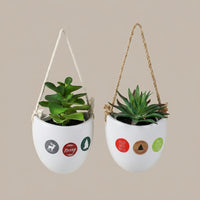 Plant Pots and Flower Pots for a Hanging Plant, Pack of 2 Oval Ceramic Wall Planter for Home Office, Glazed Air Plant Holder, Gift for Lovers