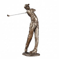 Golfer Statue Lustrous Sculpture with Golf Club Athletic for Clubhouse, Office