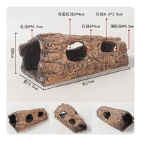 Hollow Tree Trunk Ornament Bark-Textured Aquarium Log for Reptiles