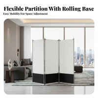 Movable Freestanding Panel Screen Foldable Fluted Panel Partition Folding Design Room Divider Modern Aesthetic for Interior Designers, Business Owners, Bedroom, Studio Apartment, Commercial Spaces, Restaurant