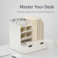 Desktop Organiser with Drawers, Large Capacity Drawer Style for Office, Desk Storage Box with Pen Holder and Compartments