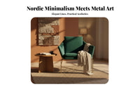 Upholstered Open-Frame Armchair Nordic design Single-Seater with Metal Frame Minimalist Design Plush pads for Office, Bedroom
