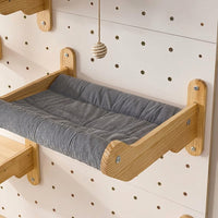 Cat Activity Center Wall Mounted Pegboard, Wood Climbing Wall with Walkways, DIY Furniture Climbing for Indoor Cats