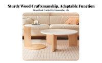 2 Pieces Nesting Table Set Round Shape Household Furniture Space-Saving