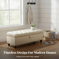 Multi-Functional Long Tufted Footstool adaptable Use Storage Bench long-lasting Construction Upholstered Ottoman for Shop Owners, Interior Designers, Bedroom, Fitting Room, Entryway, Clothing shop