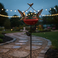 Metal Garden Stake Bird Bath Multi-Function Bird Bath Feeder Decorative for Yard