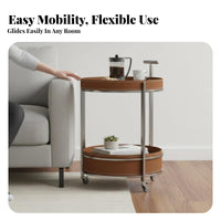 Round two-levelsaddle leather Trolley Minimalist Italian minimalist aesthetic Mobile Storage Multi-Functional