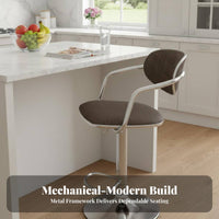 Adjustable Armchair with Woven Seat Waterproof Swivel Stool Quiet Wheels for Bar