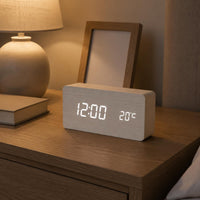 Wooden Digital Alarm USB-Powered Clock Memory Function for Desk