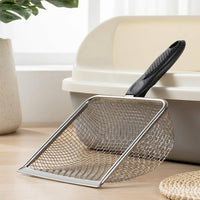 Cat Sifter with Stainless Steel Handle and Grip, Shallow Scooper for Waste, Fine Mesh Scooper for Daily Cleaning