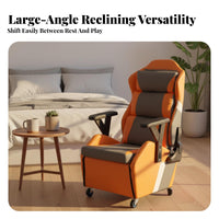 Gaming Chair with Footrest Reclining Spinerest Recliner Seat Headrest Pillow Highspine Design for Game Room, Internet Cafe