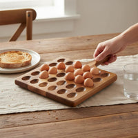 Wooden Egg Holder Versatile Use Wooden Egg Tray Easy to Clean Acacia Wood Serving Board for Caterers, Kitchen Countertop, Parties, Refrigerator