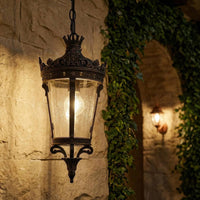 Vintage Exterior Hanging Lantern Waterproof Hanging Porch Lantern for Courtyard